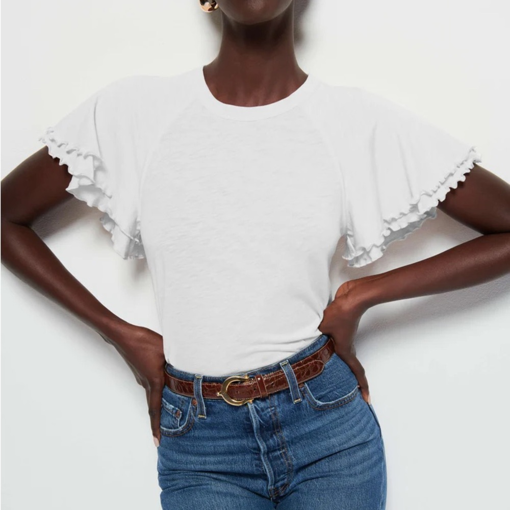 NWT Nation LTD Macy ruffle raglan tee